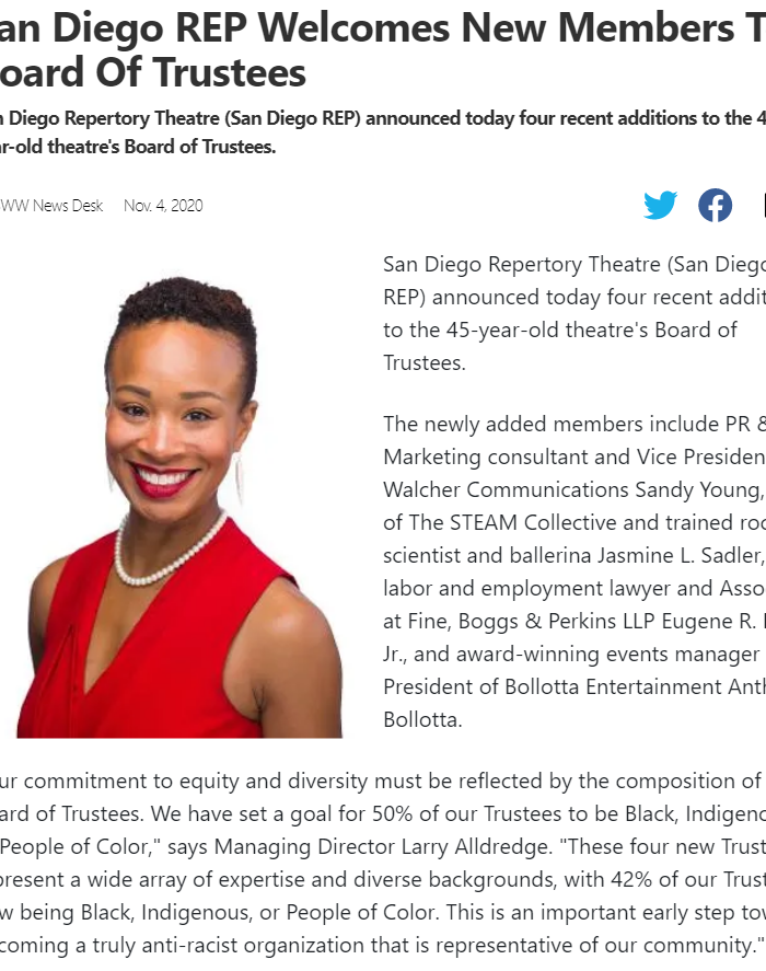 San Diego REP Welcomes New Members to Board Of Trustees
